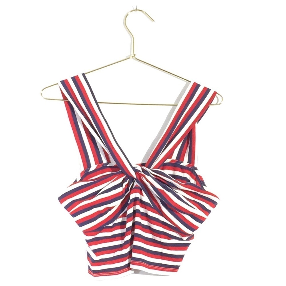 Topshop Red White Blue Striped Knotted Tank Top 8